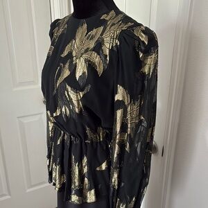 Patra 80s Vintage Black and Gold Evening Dress